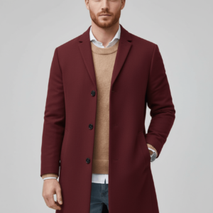 Magnus – Men’s Full-Length Tailored Trench Coat with Lapel Collar