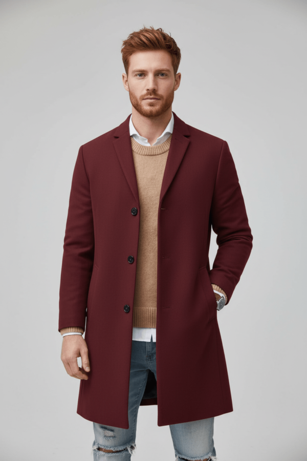 Magnus – Men’s Full-Length Tailored Trench Coat with Lapel Collar