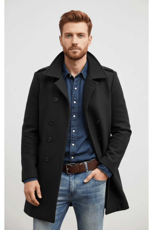 Olav – Men’s Wool Trench Coat - Tailored Fit